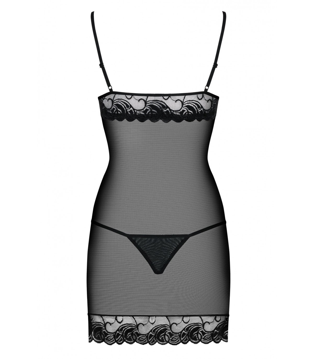 WONDERIA CAMISÓN Y TANGA NEGROS L/XL
