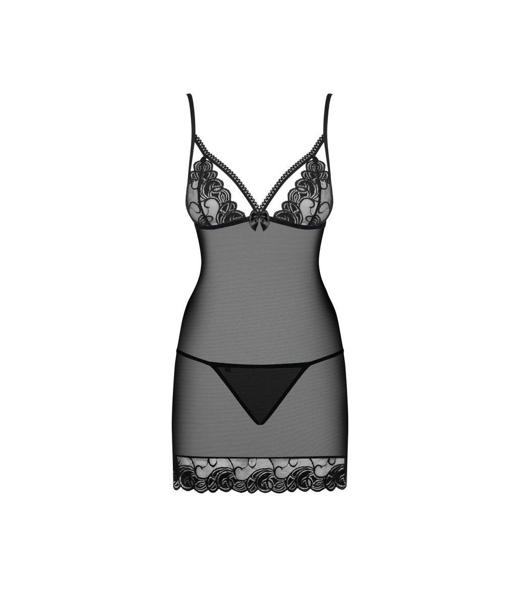 WONDERIA CAMISOLA Y TANGA NEGRO S/M