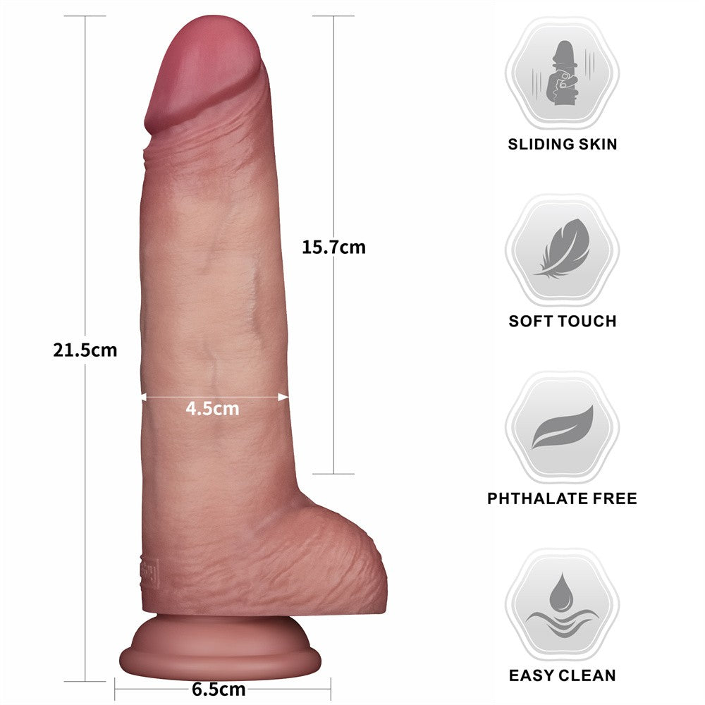 Dildo de silicona de doble capa Sliding Skin Pro II de 8,5''