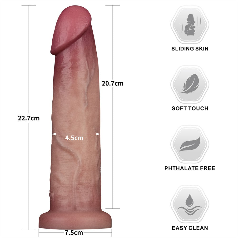Dildo de silicona de doble capa Sliding Skin Pro II de 9 pulgadas