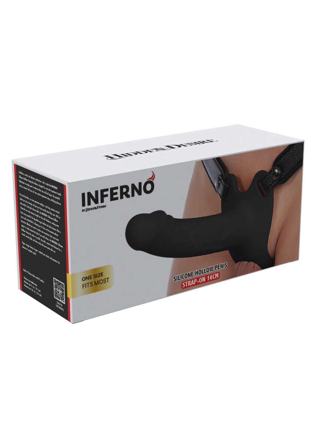 Strapon con forma de pene hueco de silicona, 16 cm, negro