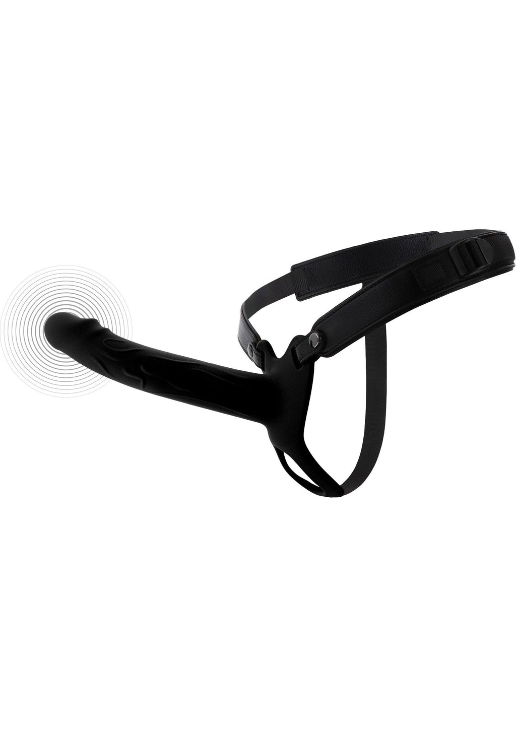 Arnés vibrador con forma de pene hueco de silicona, 20 cm, negro