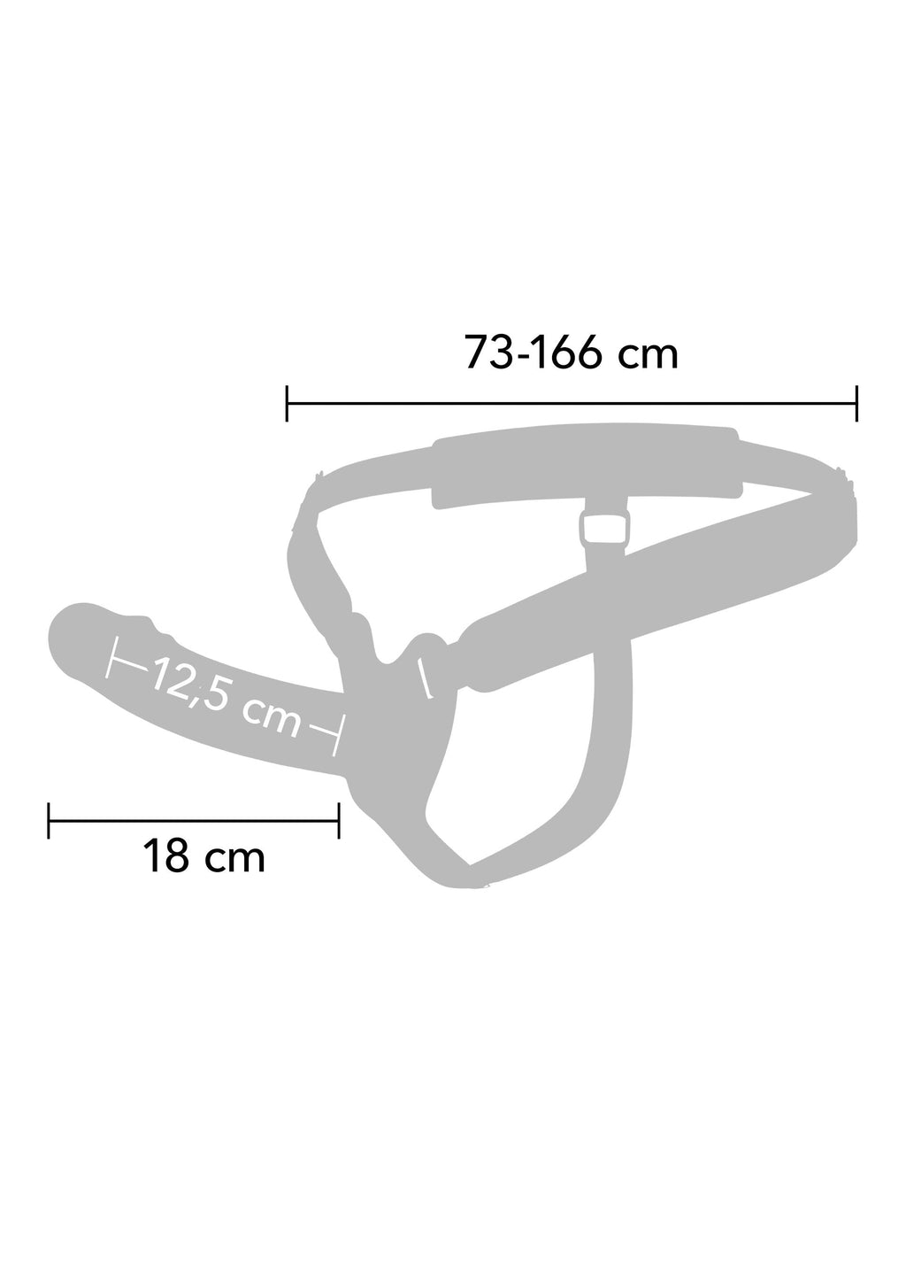 Strapon con forma de pene hueco de silicona, 18 cm, negro