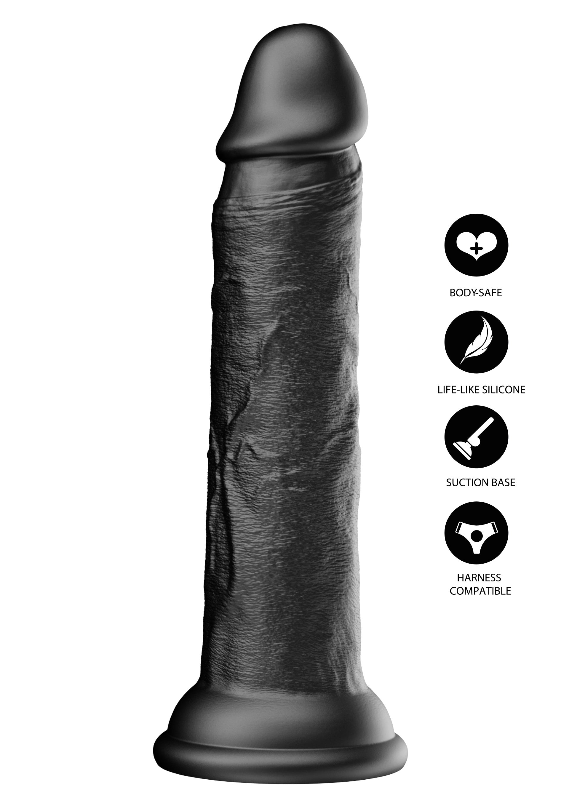 Dildo realista de silicona líquida 20,5 cm negro