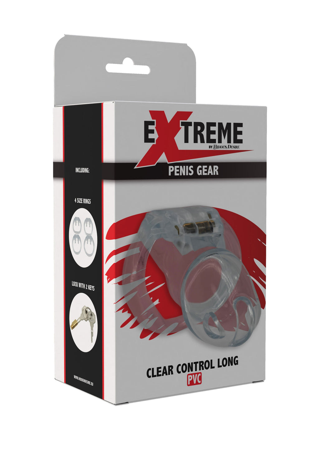Jaula de castidad Clear Control larga y transparente