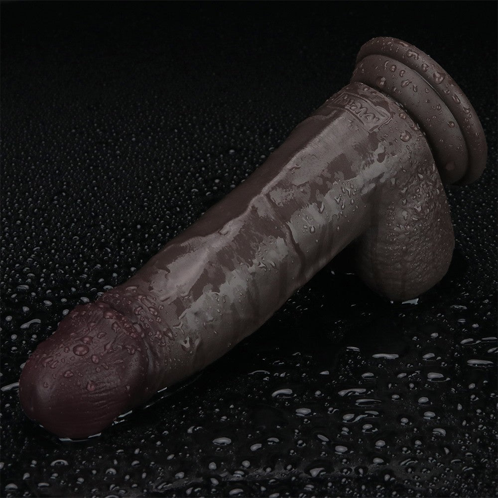 Dildo de silicona de doble capa Sliding Skin Pro II de 8 pulgadas (negro)