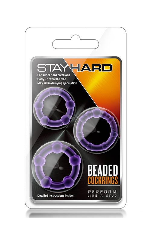 ANILLOS DE PELO CON CUENTAS STAY HARD MORADOS
