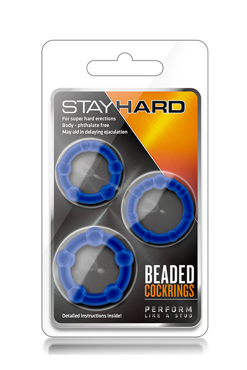 ANILLOS PARA PENE CON PERLAS AZULES STAY HARD