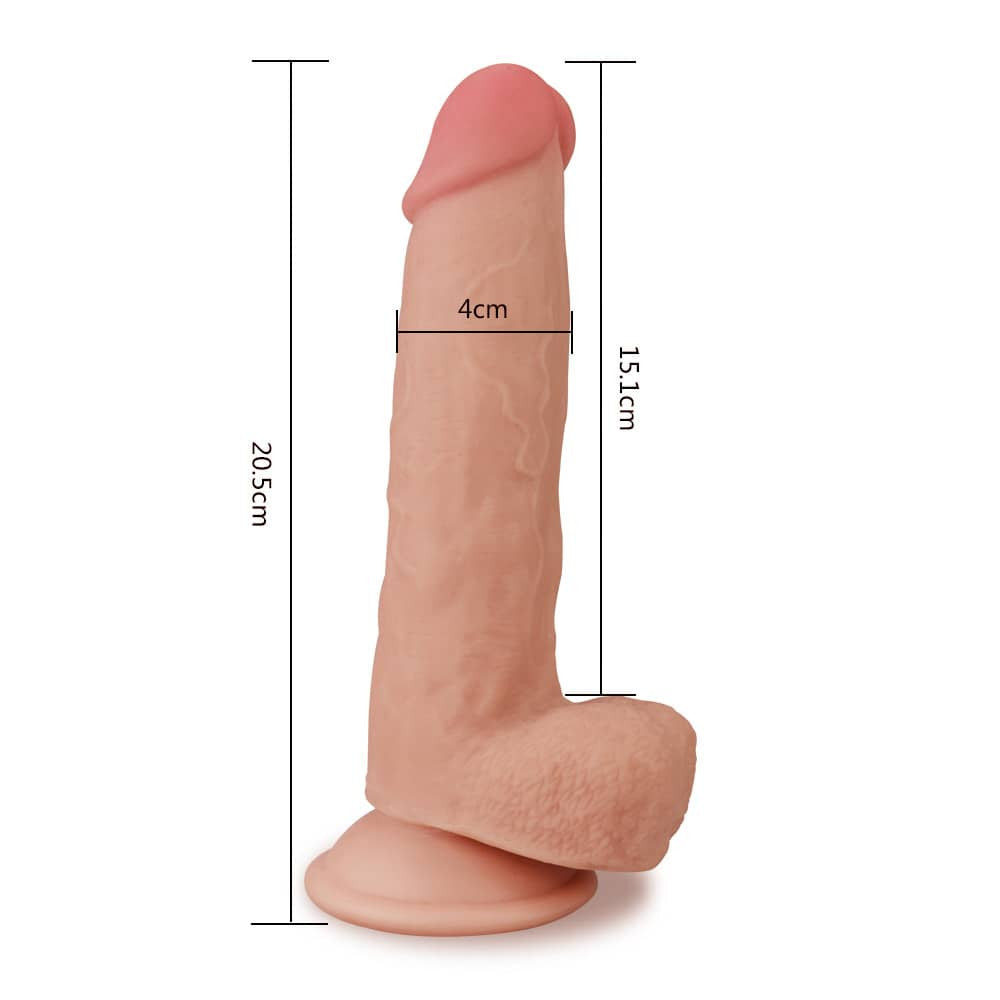 Dildo de doble capa de 8'' con piel deslizante